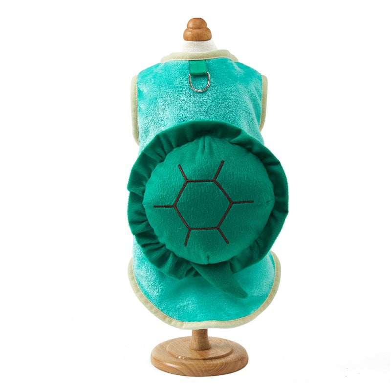 KFX-1713085 Cute Green Turtle Flannel Pet Clothing for Dogs and Cats - Sizes S to XXL