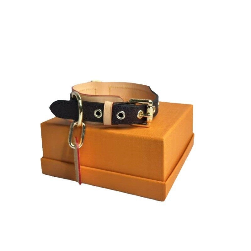 KFX-1716669 Japanese and Korean-Style Leather Pet Collar in Various Sizes