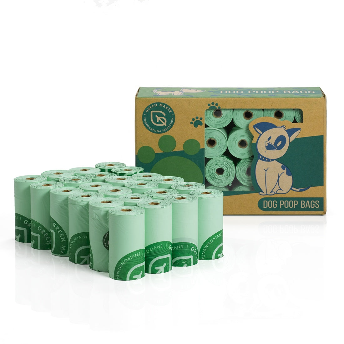 KFX-1716925 Degradable Dog Poop Bags - 24 Rolls, Eco-Friendly, Biodegradable Material, Convenient Size 23x33cm & 20x23cm