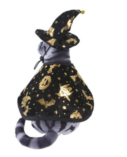 KFX-1718845 Halloween Wizard Cloak and Hat Set for Pets - Dog and Cat Costume Outfit