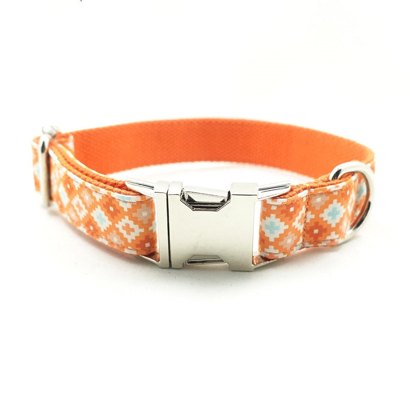 KFX-1720253 Thick Cotton and Nylon Dog Leash with Matching Collar for Medium and Large Dogs in Pink