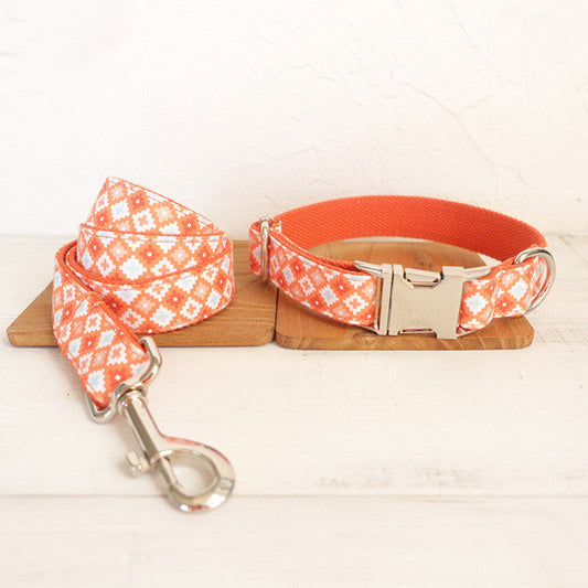 KFX-1720253 Thick Cotton and Nylon Dog Leash with Matching Collar for Medium and Large Dogs in Pink