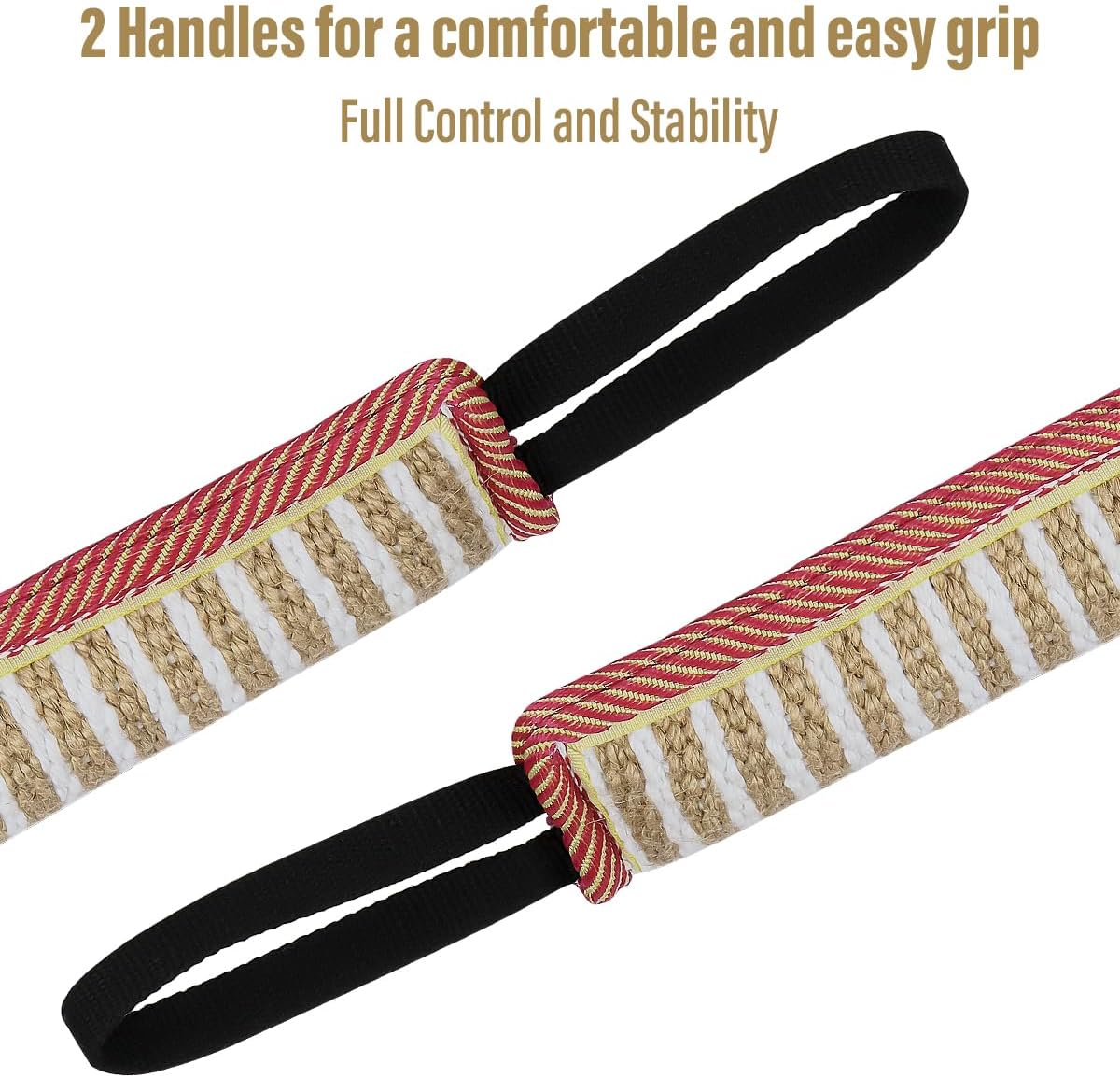 KFX-1723709 Durable Jute Dog Tug Toy with Handles for Interactive Play and Training, Perfect for Small and Medium Dogs