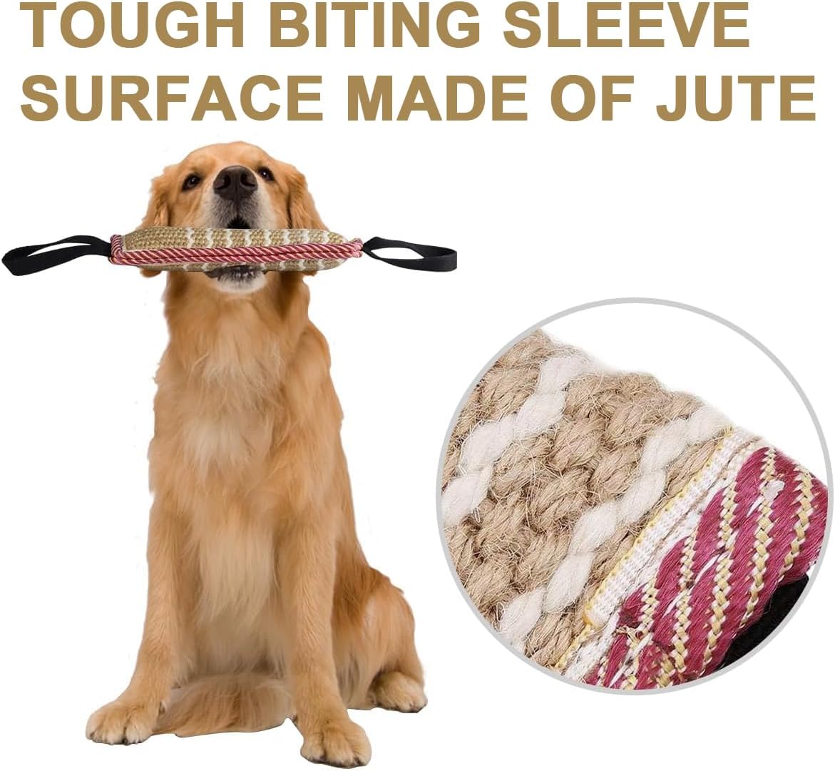 KFX-1723709 Durable Jute Dog Tug Toy with Handles for Interactive Play and Training, Perfect for Small and Medium Dogs