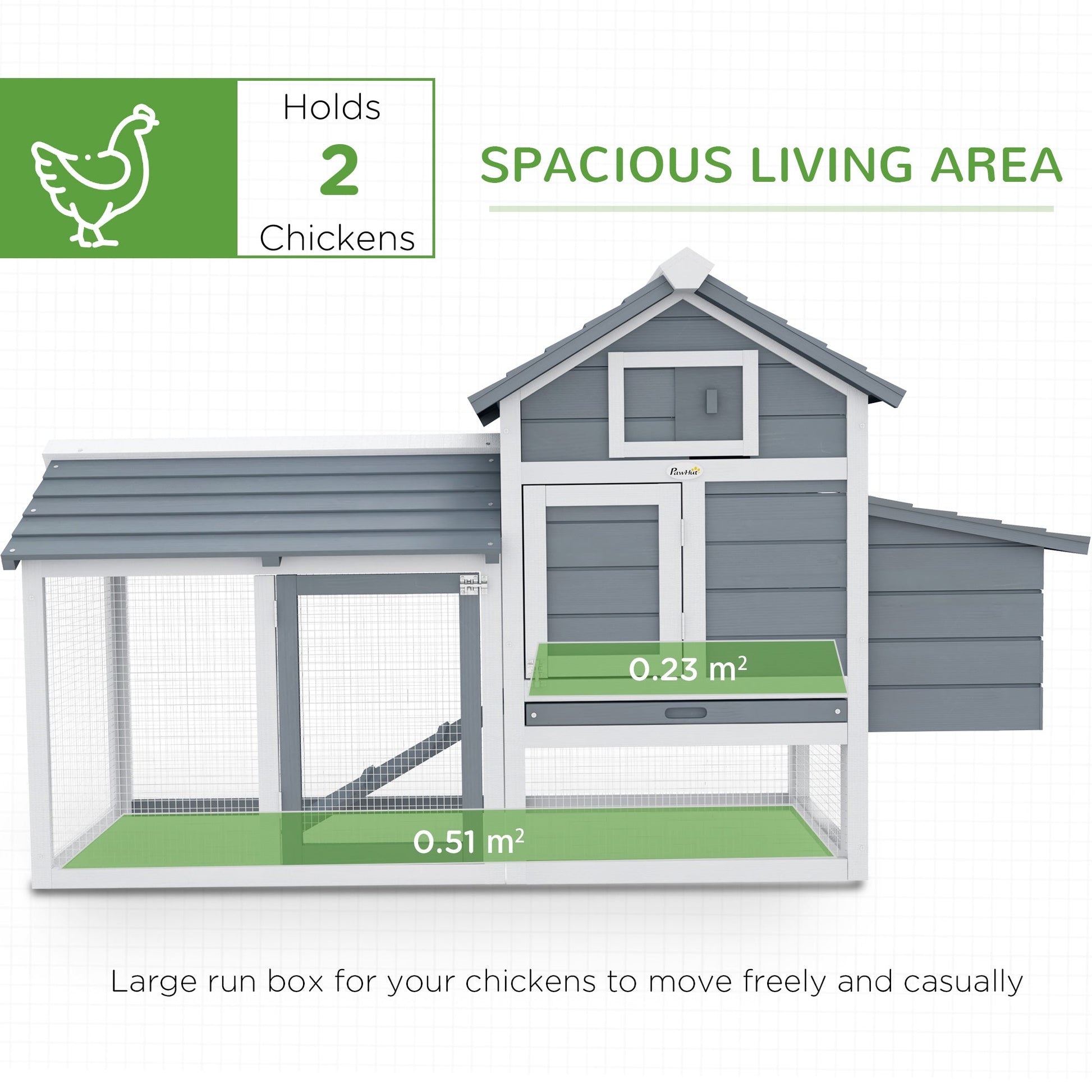 KFX-1724093 Small Wooden Chicken Coop with Nesting Box and Removable Cleaning Tray - Outdoor Poultry Cage in White