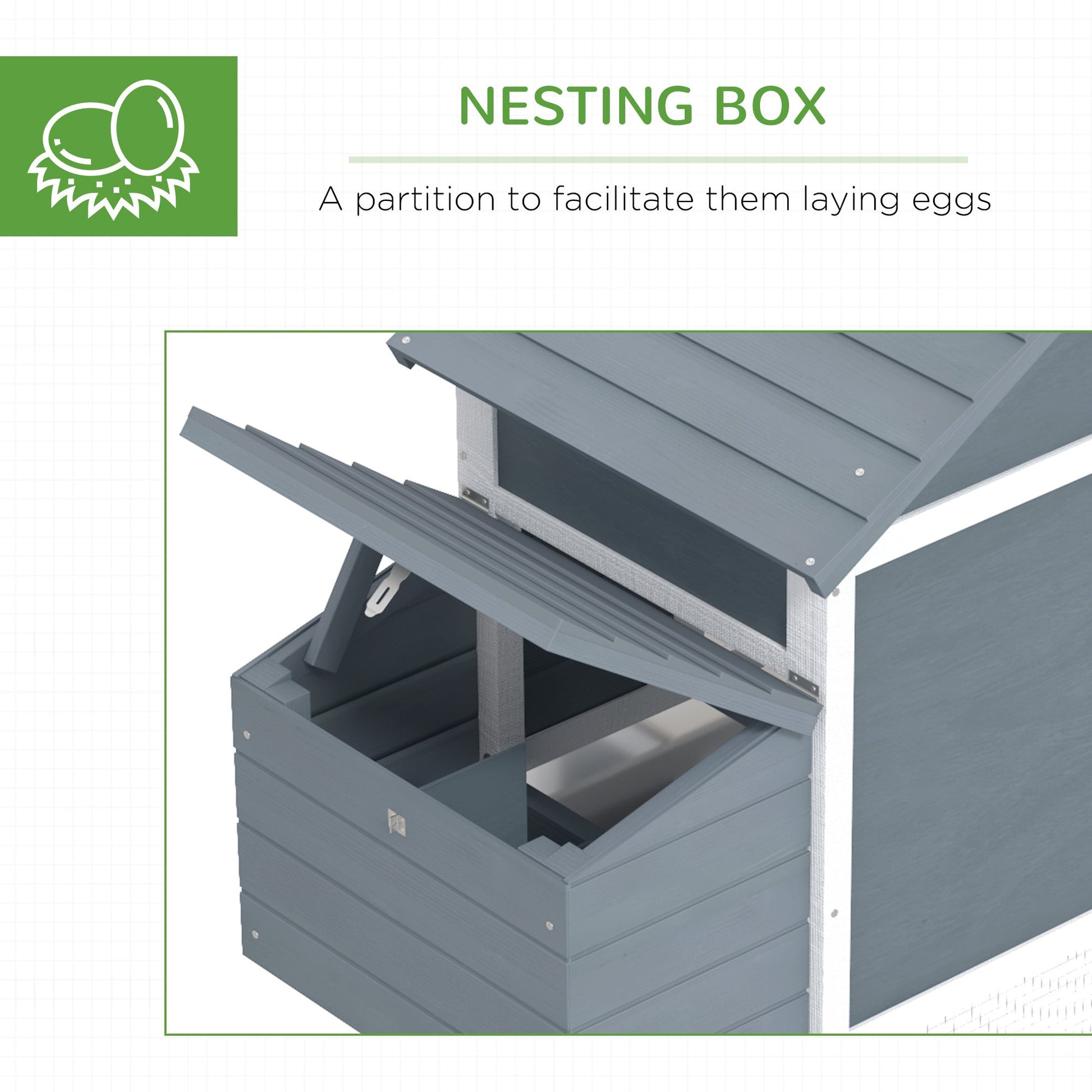 KFX-1724093 Small Wooden Chicken Coop with Nesting Box and Removable Cleaning Tray - Outdoor Poultry Cage in White