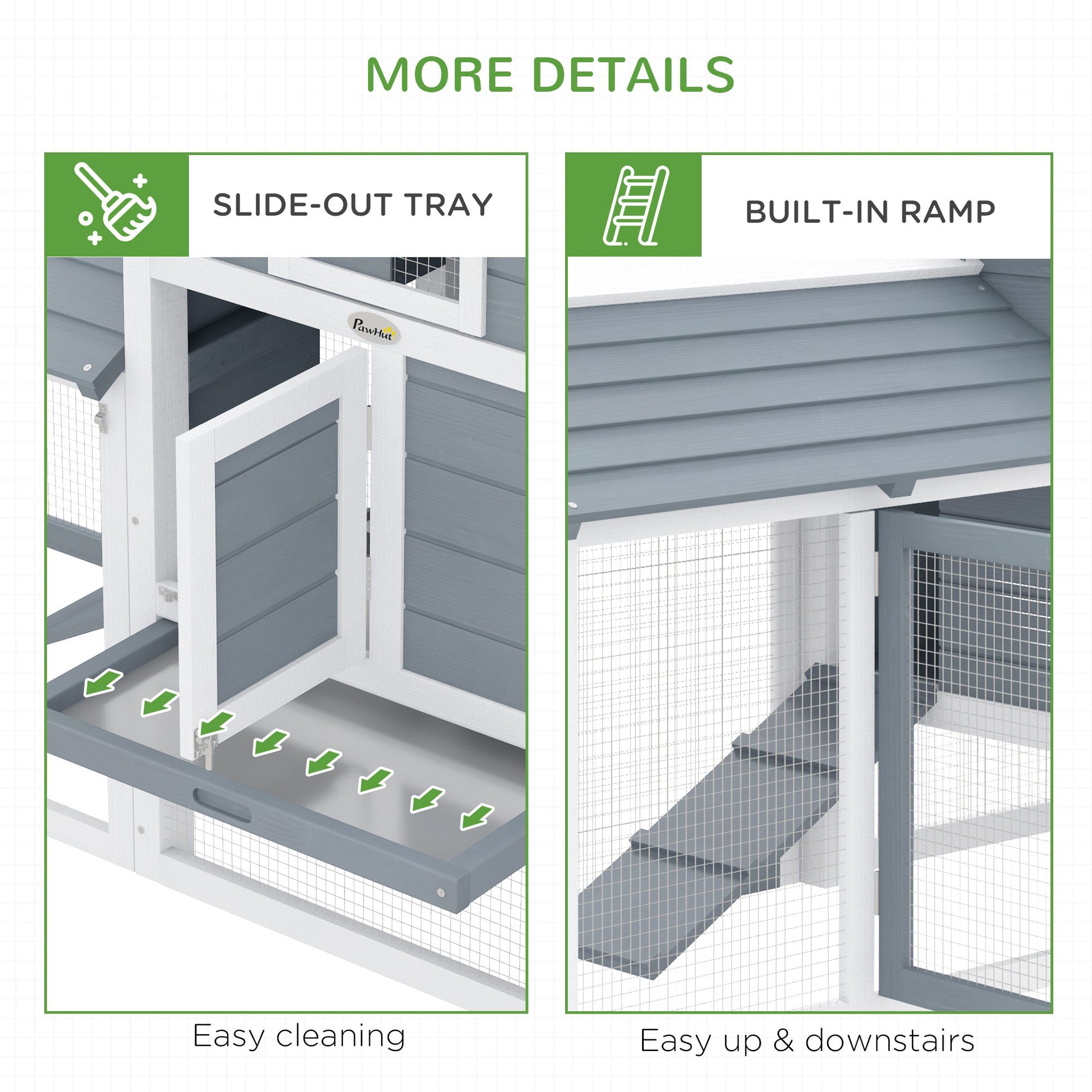 KFX-1724093 Small Wooden Chicken Coop with Nesting Box and Removable Cleaning Tray - Outdoor Poultry Cage in White