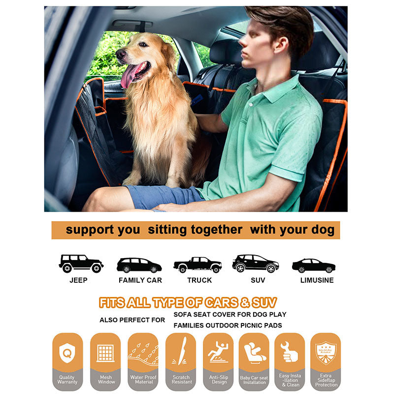 KFX-1725245 Rear Oxford Cloth Pet Car Mat - 130x148x52cm for Comfortable Pet Travel