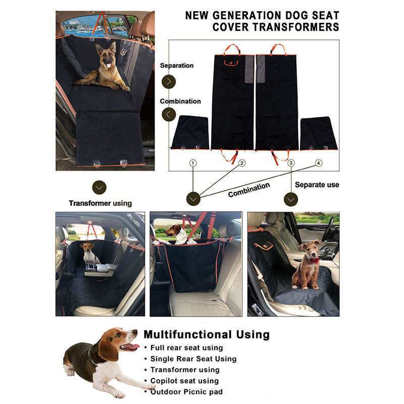 KFX-1725245 Rear Oxford Cloth Pet Car Mat - 130x148x52cm for Comfortable Pet Travel