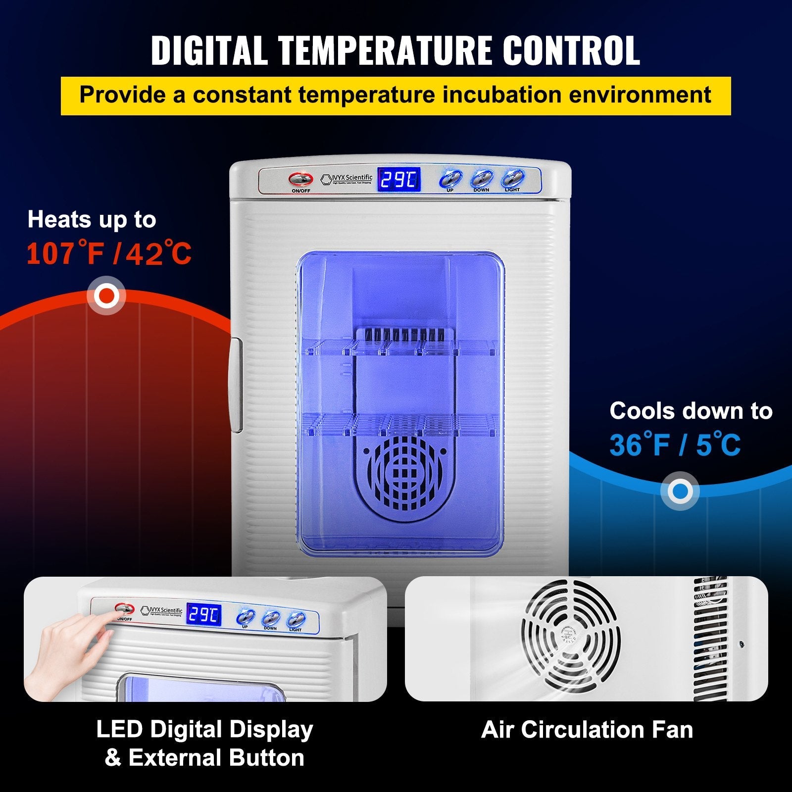 KFX-1726269 Digital Reptile Incubator 25L with Adjustable Temperature Control and Humidity Management