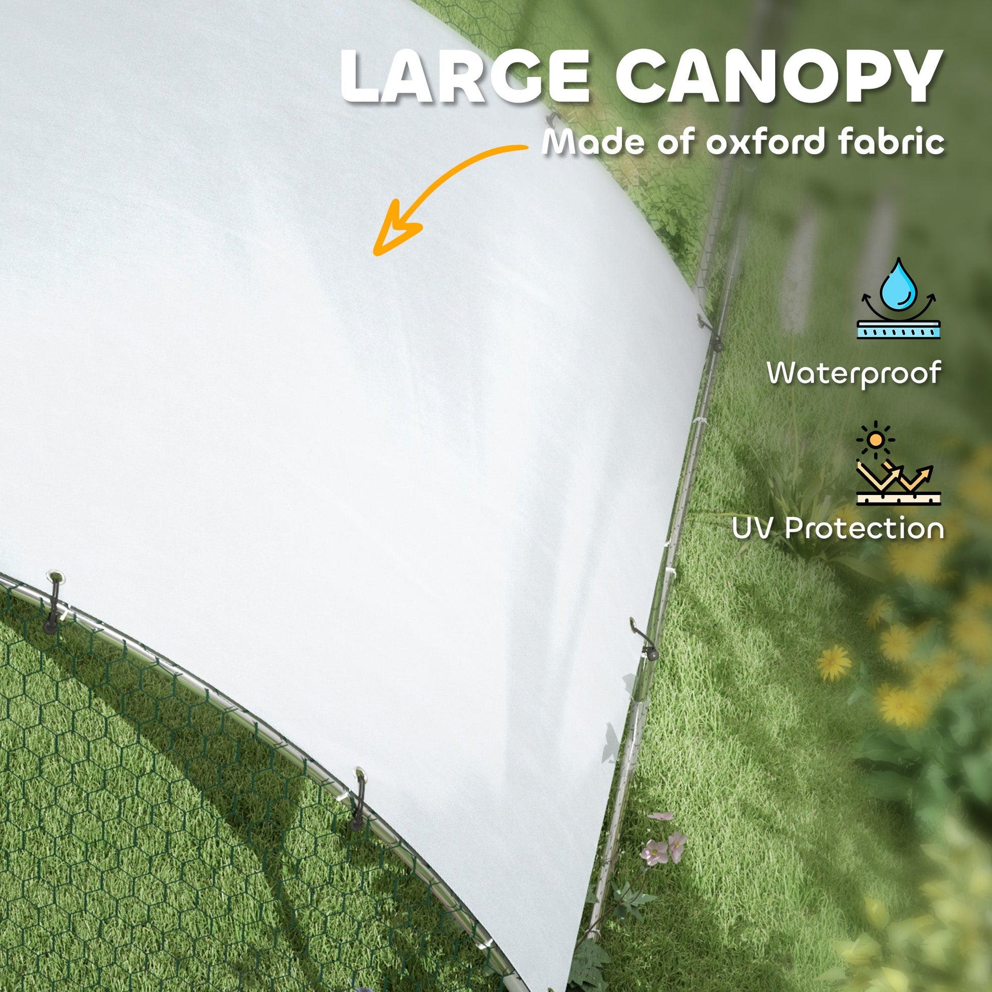 KFX-1729853 Large Metal Chicken Coop with Waterproof Cover for Outdoor Use - 9.2' x 31.2' x 6.5'