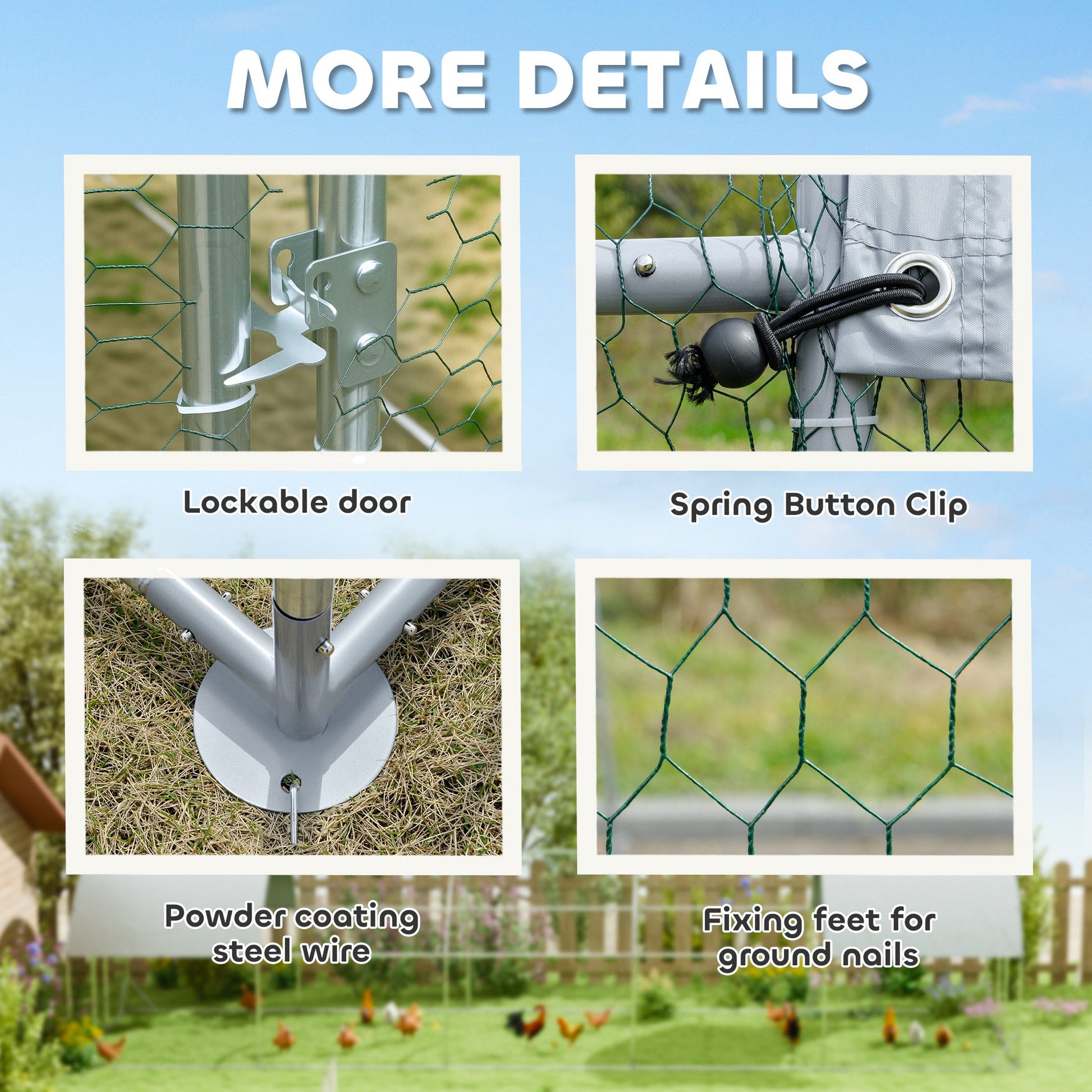 KFX-1729853 Large Metal Chicken Coop with Waterproof Cover for Outdoor Use - 9.2' x 31.2' x 6.5'