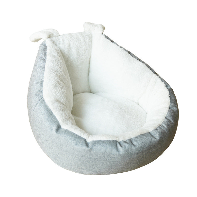 KFX-1730237 Comfortable Gray Enclosed Space Capsule Cat House - Soft Cloth Pet Bed with Litter Included
