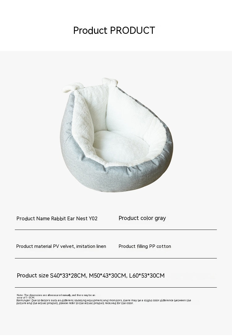 KFX-1730237 Comfortable Gray Enclosed Space Capsule Cat House - Soft Cloth Pet Bed with Litter Included