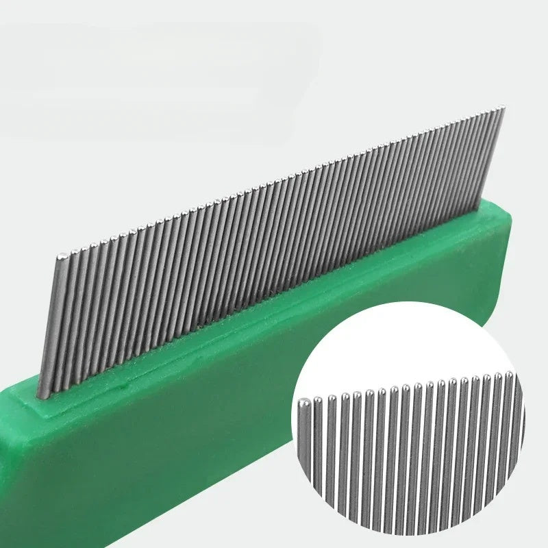KFX-1733437 Stainless Steel Pet Flea and Lice Comb for Dogs and Cats - 129mm Grooming Tool with Plastic Handle