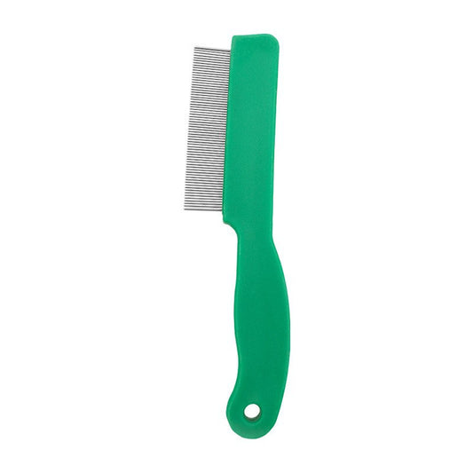 KFX-1733437 Stainless Steel Pet Flea and Lice Comb for Dogs and Cats - 129mm Grooming Tool with Plastic Handle