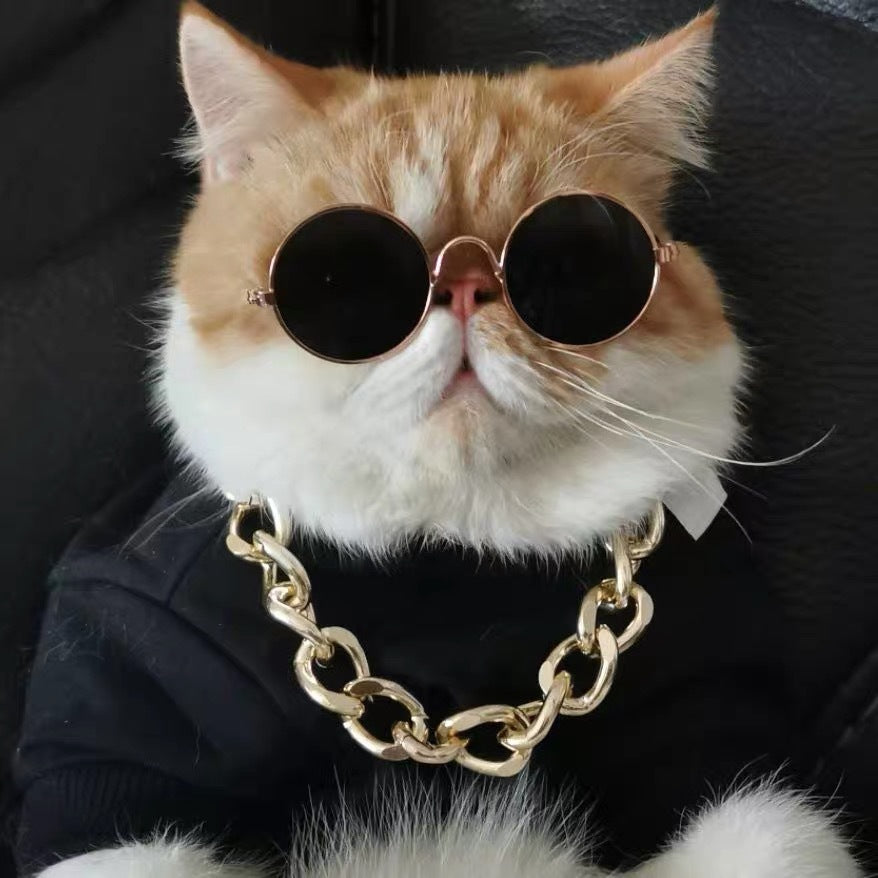 KFX-1733565 Cat Lion Mane Hat with Sunglasses - Cute Funny Pet Photo Prop