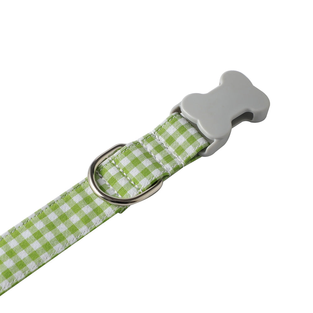 KFX-1733949 Checkered Cotton Polyester Dog Collar with Bow Tie - Multiple Colors Available