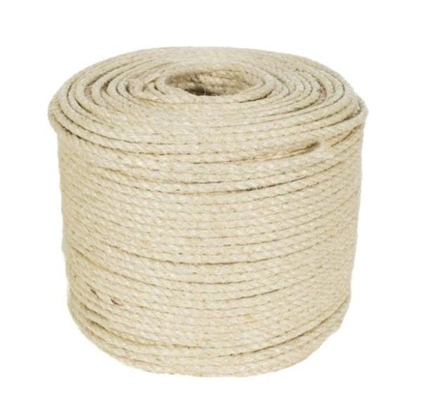 KFX-1735229 Natural Sisal Rope for Cat Scratching Posts - 6mm Diameter, 10FT/16FT/66FT Options for Easy Replacement