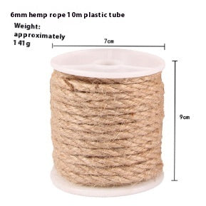 KFX-1735229 Natural Sisal Rope for Cat Scratching Posts - 6mm Diameter, 10FT/16FT/66FT Options for Easy Replacement