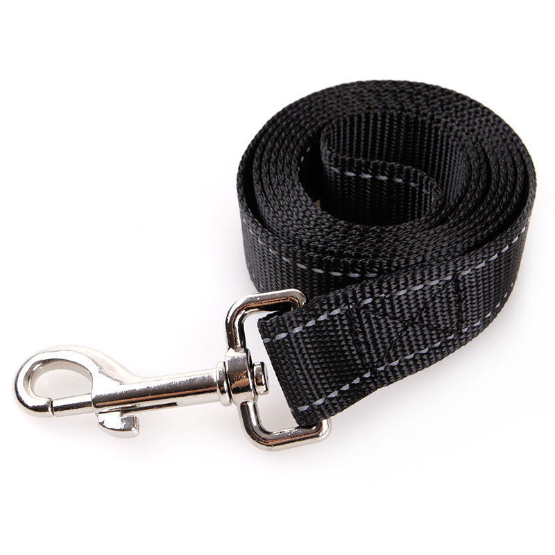 KFX-1735741 Double Headed Dog Pull Rope Retractable Leash - Durable Nylon, Scalable Design, Black, 100CM Total Length