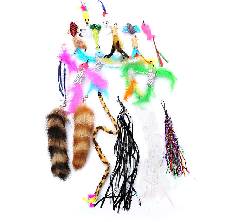 KFX-1736765 Feather Replacement Heads for Cat Toys in Various Colors and Designs