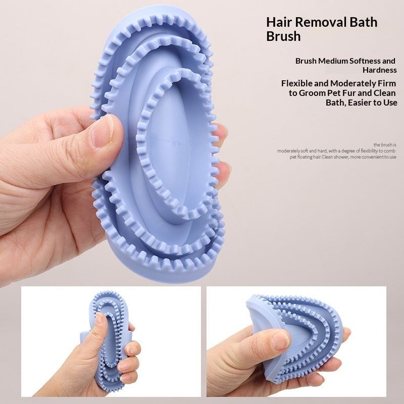 KFX-1739581 Pet Bathing Massage Brush - Personalized TPR Brush for Dogs in Purple, Blue, and Gray