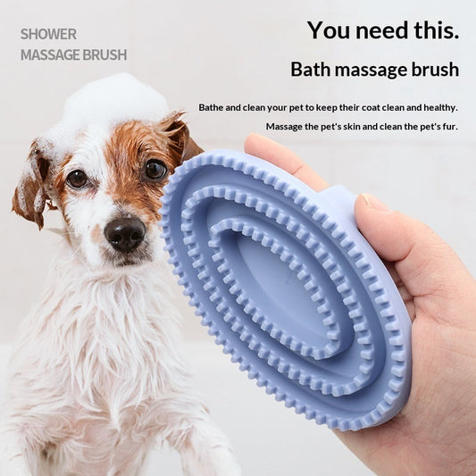 KFX-1739581 Pet Bathing Massage Brush - Personalized TPR Brush for Dogs in Purple, Blue, and Gray
