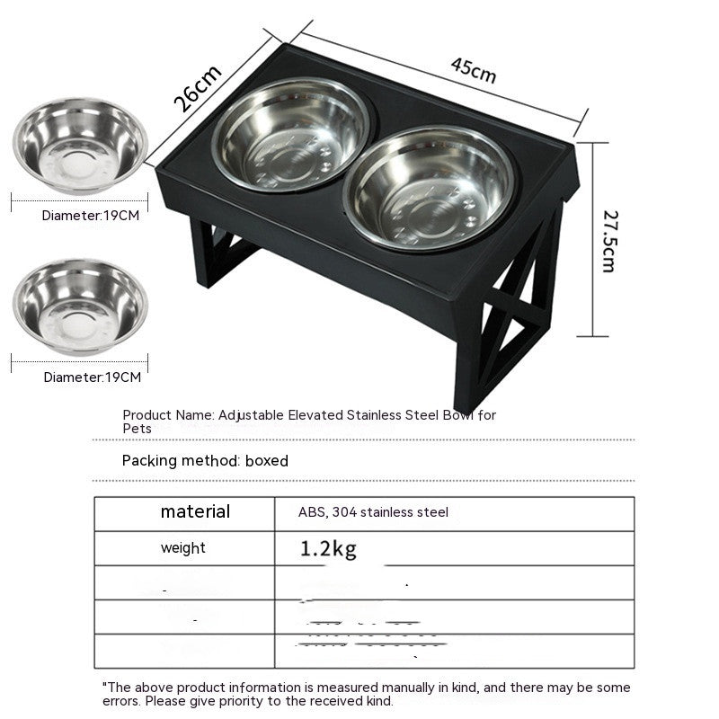KFX-1743677 Adjustable Elevated Pet Bowl Set with Stainless Steel Double Bowl and Slow Feeder