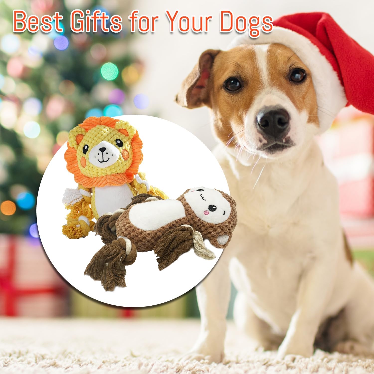 KFX-1744957 Squeaky Plush Dog Toys Set - Soft Stuffing-Free Assortment for Medium to Large Dogs