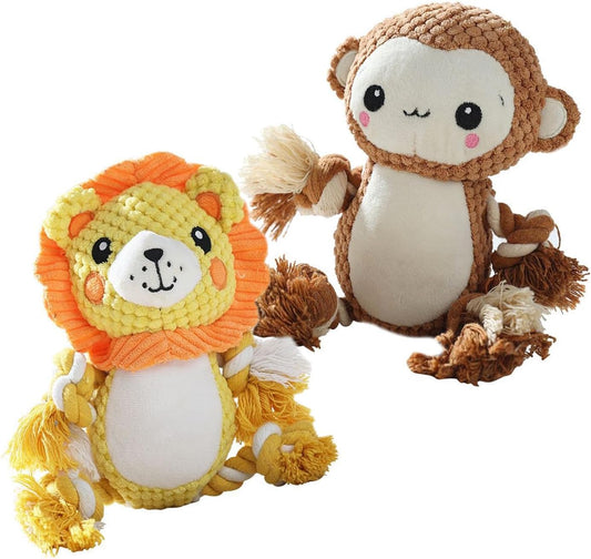 KFX-1744957 Squeaky Plush Dog Toys Set - Soft Stuffing-Free Assortment for Medium to Large Dogs