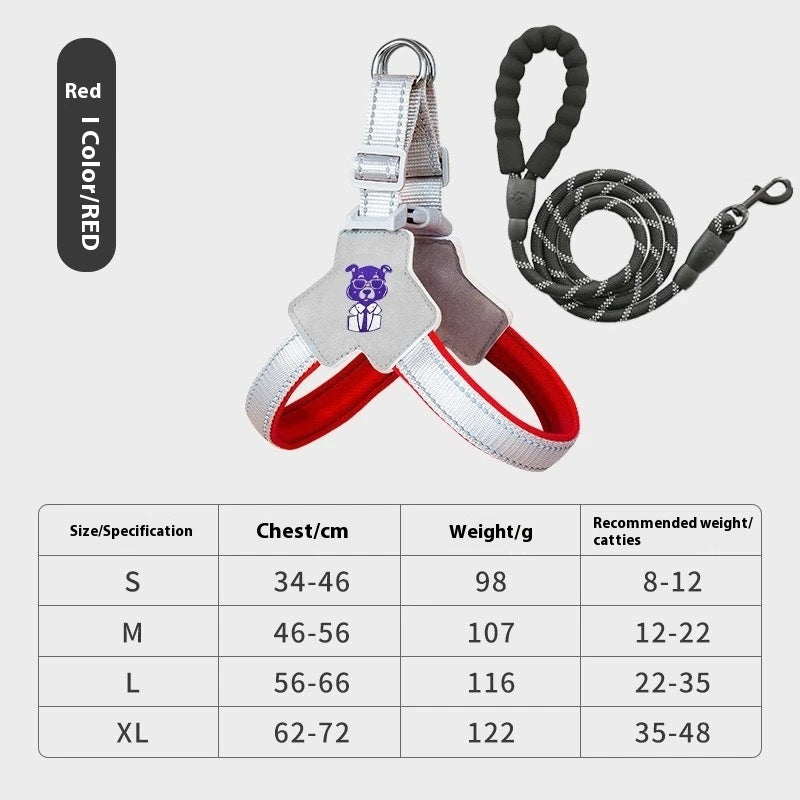 KFX-1747261 Adjustable Dog Leash with Hand Holding Rope Vest - Nylon Material, Available in Black, Red, and Yellow