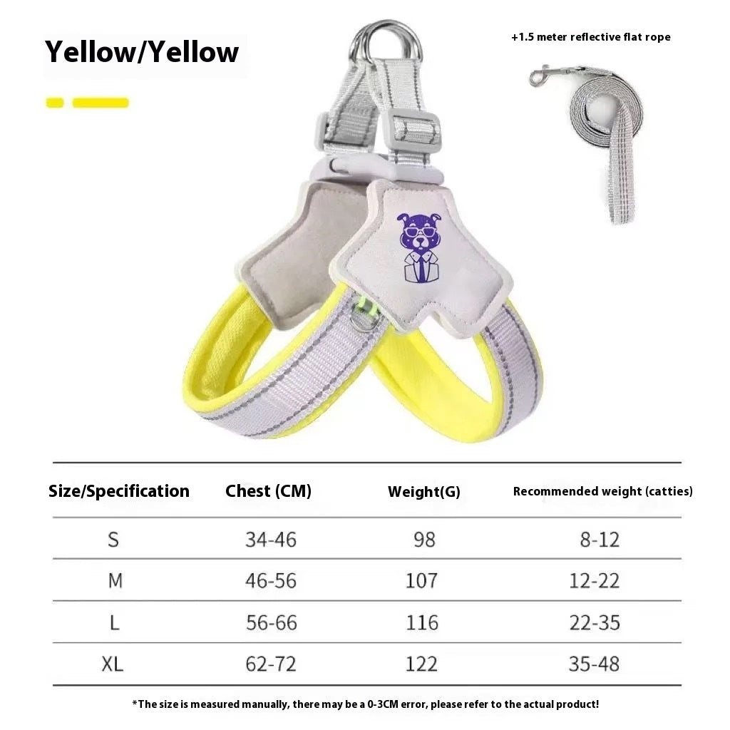 KFX-1747261 Adjustable Dog Leash with Hand Holding Rope Vest - Nylon Material, Available in Black, Red, and Yellow
