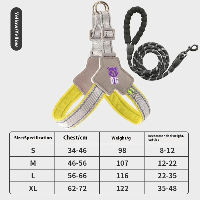 KFX-1747261 Adjustable Dog Leash with Hand Holding Rope Vest - Nylon Material, Available in Black, Red, and Yellow