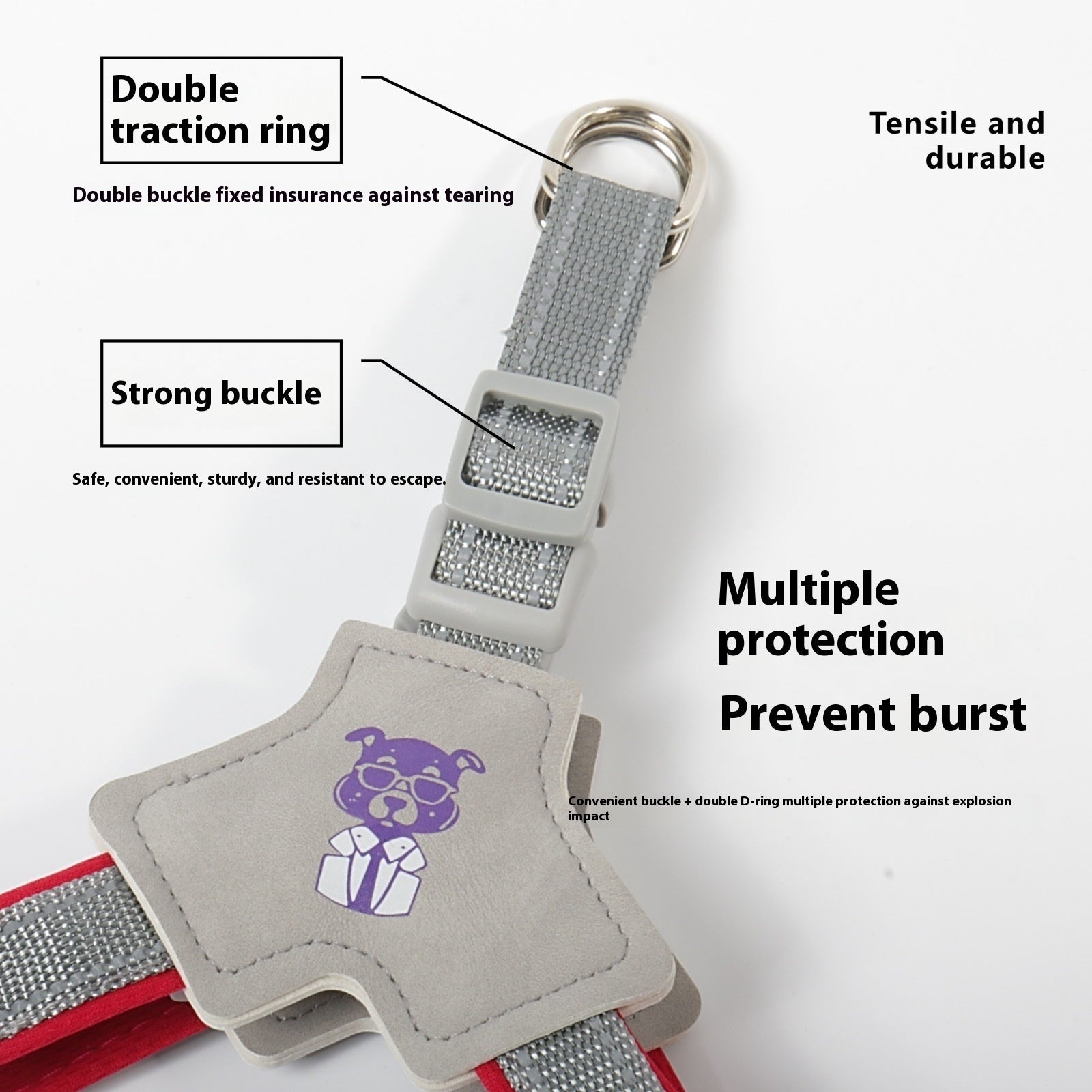 KFX-1747261 Adjustable Dog Leash with Hand Holding Rope Vest - Nylon Material, Available in Black, Red, and Yellow