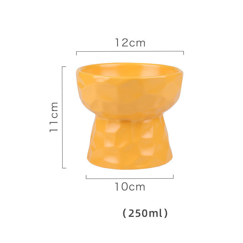 KFX-1747645 Ceramic Pet Bowl with Concave-Convex Design, Available in Multiple Colors, 480ml and 250ml Capacities