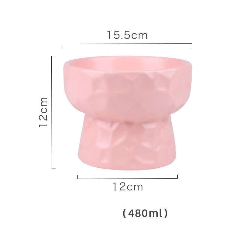 KFX-1747645 Ceramic Pet Bowl with Concave-Convex Design, Available in Multiple Colors, 480ml and 250ml Capacities