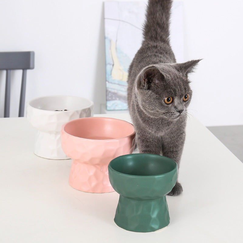 KFX-1747645 Ceramic Pet Bowl with Concave-Convex Design, Available in Multiple Colors, 480ml and 250ml Capacities