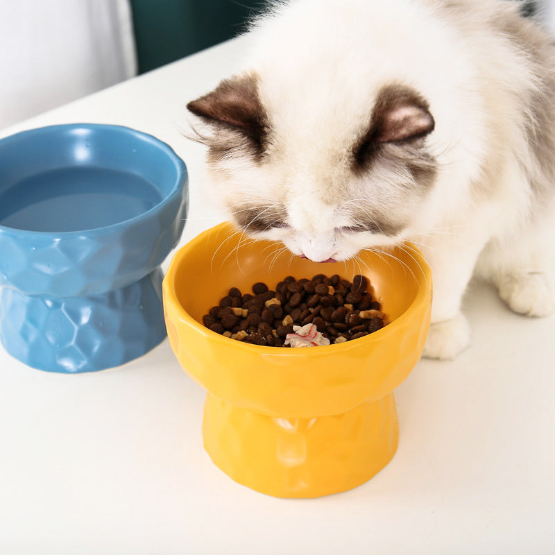 KFX-1747645 Ceramic Pet Bowl with Concave-Convex Design, Available in Multiple Colors, 480ml and 250ml Capacities