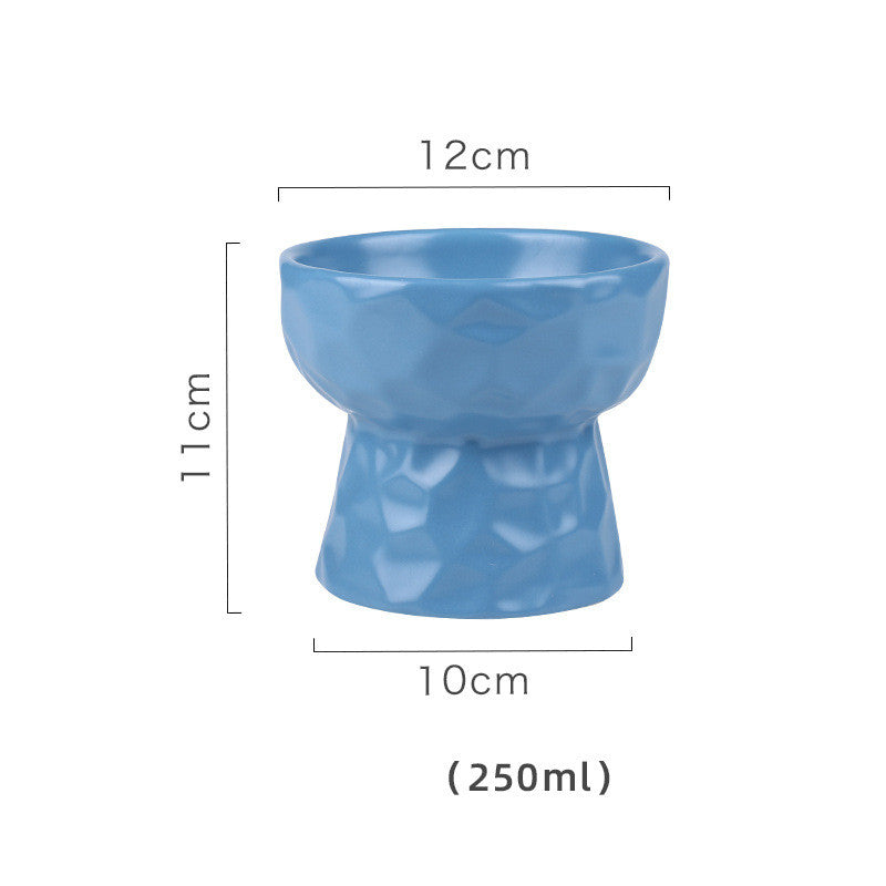 KFX-1747645 Ceramic Pet Bowl with Concave-Convex Design, Available in Multiple Colors, 480ml and 250ml Capacities