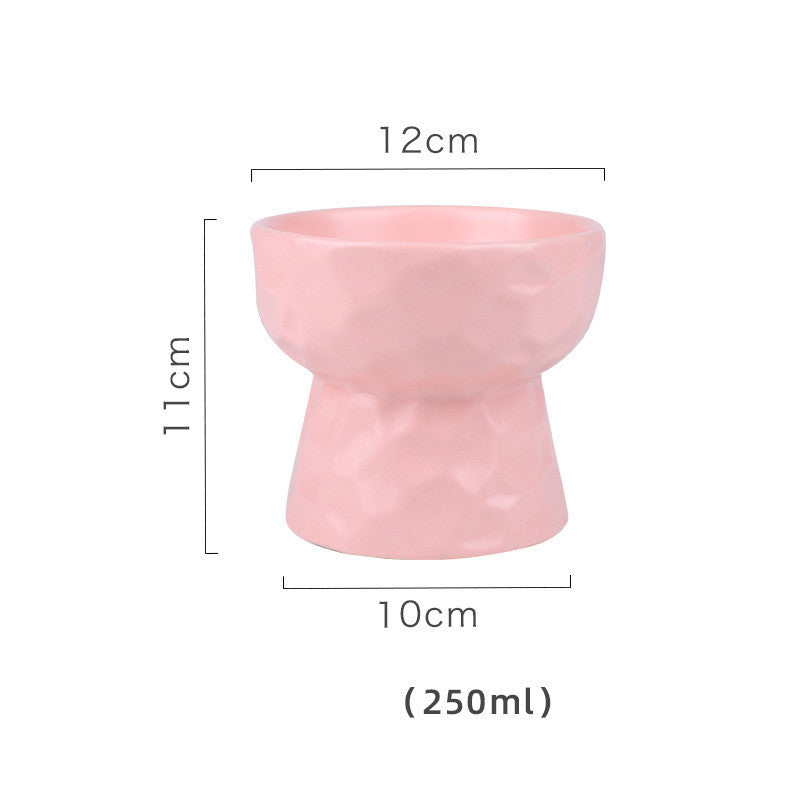 KFX-1747645 Ceramic Pet Bowl with Concave-Convex Design, Available in Multiple Colors, 480ml and 250ml Capacities