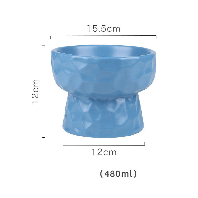 KFX-1747645 Ceramic Pet Bowl with Concave-Convex Design, Available in Multiple Colors, 480ml and 250ml Capacities