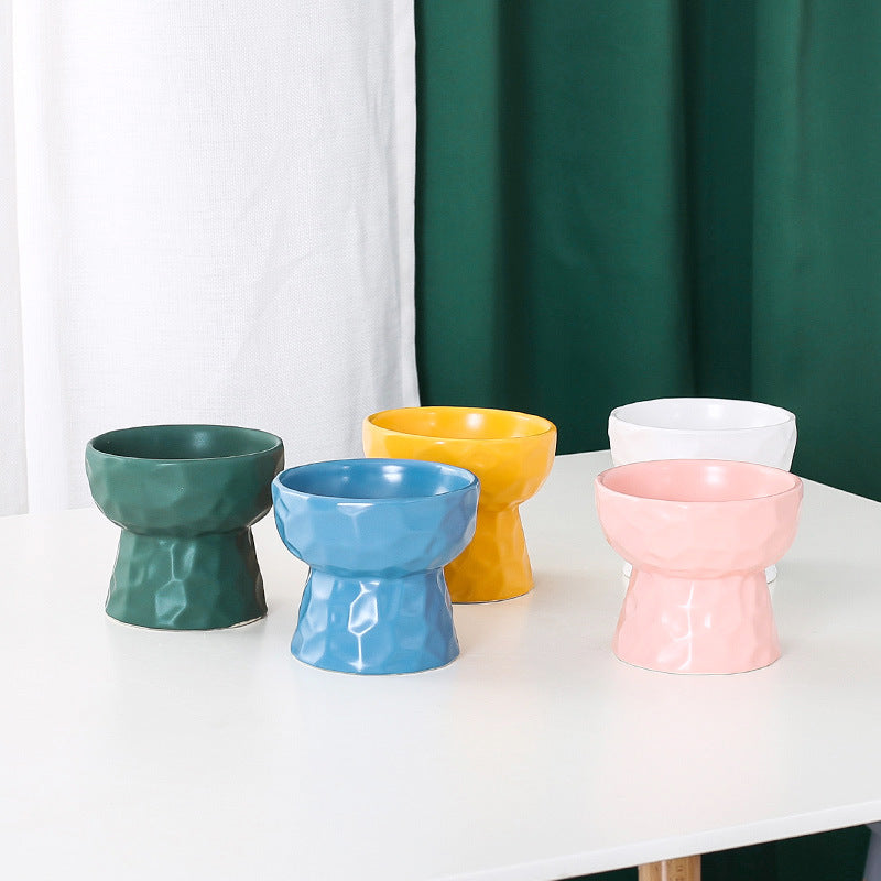 KFX-1747645 Ceramic Pet Bowl with Concave-Convex Design, Available in Multiple Colors, 480ml and 250ml Capacities