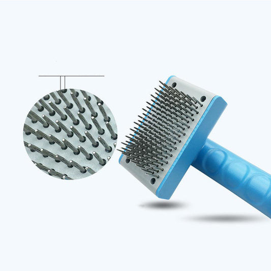 KFX-1749053 Pet Push Hair Comb for Easy Dog Hair Removal - Comfortable TPR/ABS Design, 10x16cm
