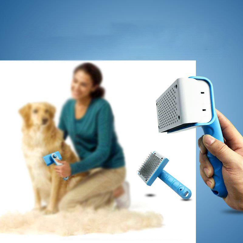 KFX-1749053 Pet Push Hair Comb for Easy Dog Hair Removal - Comfortable TPR/ABS Design, 10x16cm
