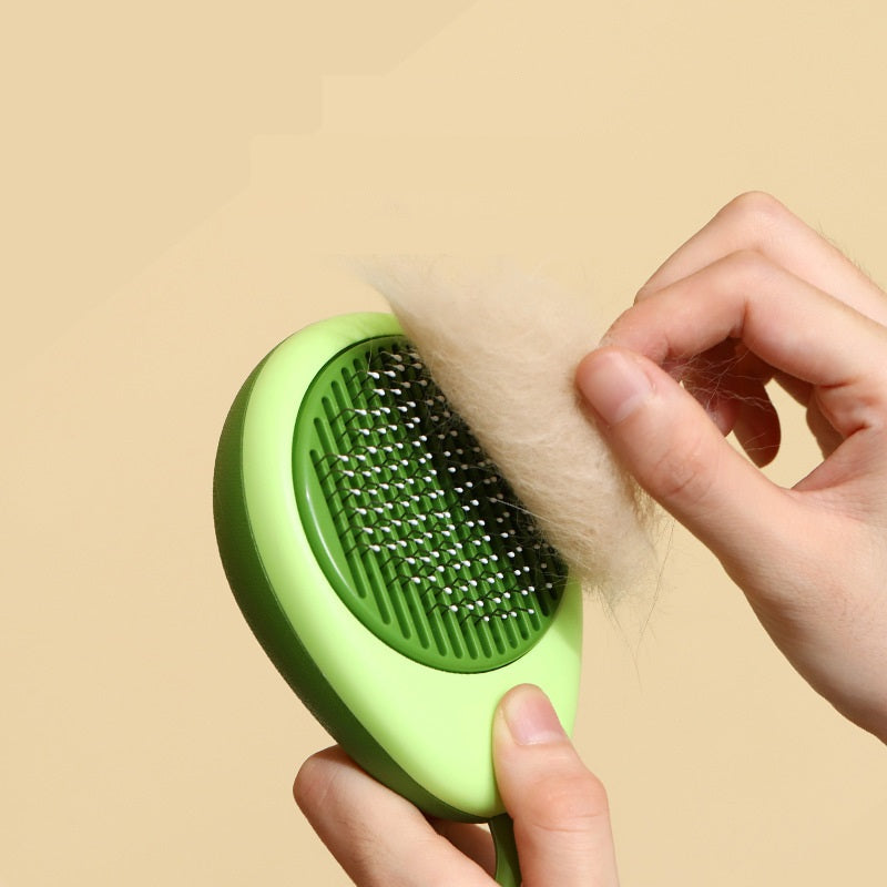 KFX-1750717 Portable Pet Grooming Comb with One-Click Self-Cleaning Massage Brush for Cats and Dogs