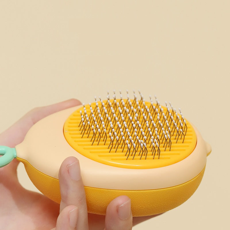 KFX-1750717 Portable Pet Grooming Comb with One-Click Self-Cleaning Massage Brush for Cats and Dogs