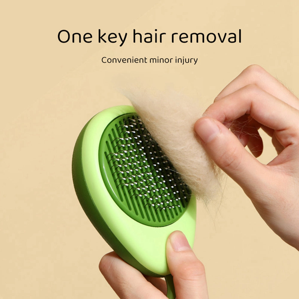 KFX-1750717 Portable Pet Grooming Comb with One-Click Self-Cleaning Massage Brush for Cats and Dogs
