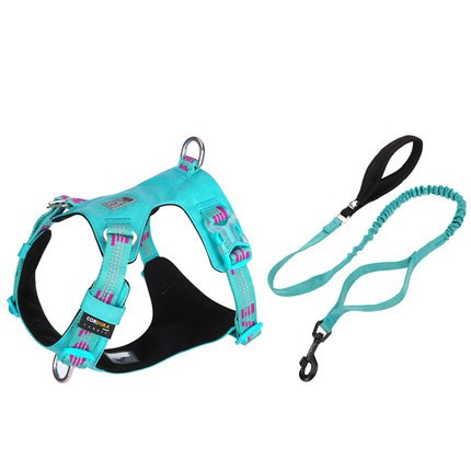 KFX-1752509 Adjustable Dog Harness with Traction Rope - Durable Oxford, Mesh, and Nylon for Outdoor Walking and Training