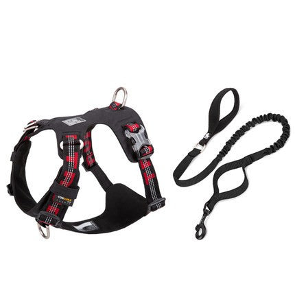 KFX-1752509 Adjustable Dog Harness with Traction Rope - Durable Oxford, Mesh, and Nylon for Outdoor Walking and Training